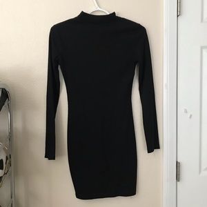 Black Ribbed Long Sleeve Dress